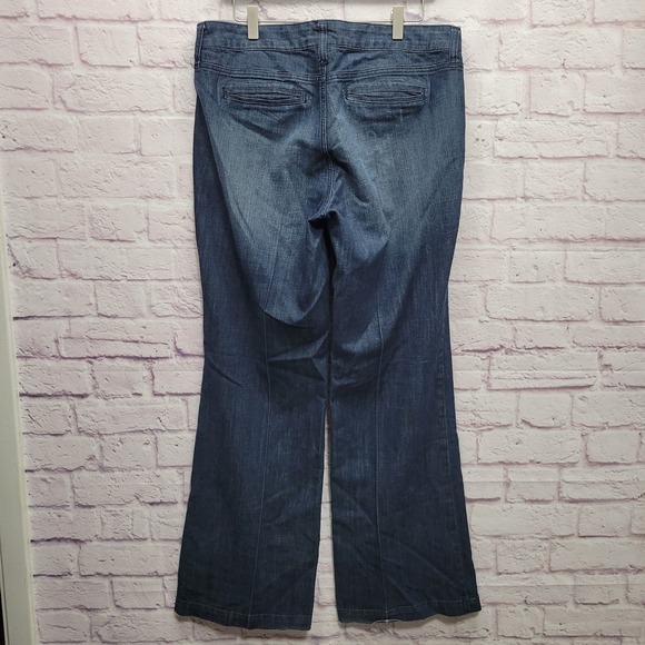 Dressbarn Premium Jeans Size 12 Blue Denim High Rise Wide Leg Sailor Y2K Stretch - Picture 2 of 7